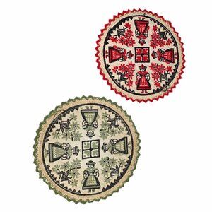 Classic German doilies Set of 2 table mats Floral Traditional Green Red 8" READ
